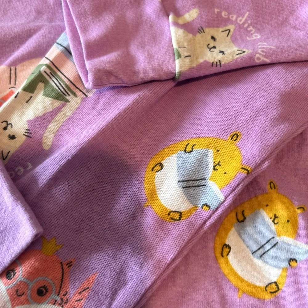 Carter's Lavender Animal & Book Print Pajama Set - Girls